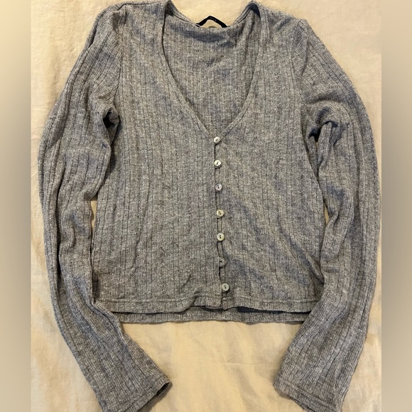 Mango Charcoal Ribbed Knit Top, - Picture 2 of 4